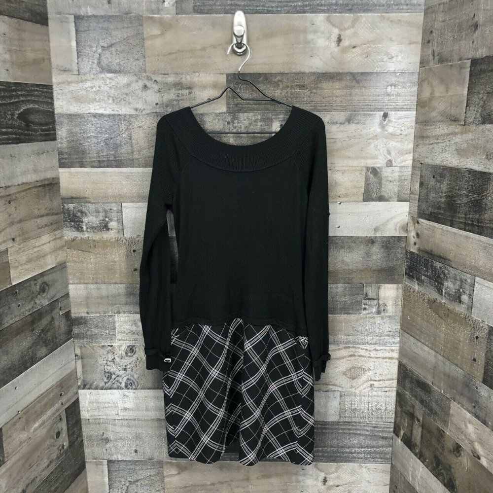 White House Black Market Sweater Dress Sz 12 Black